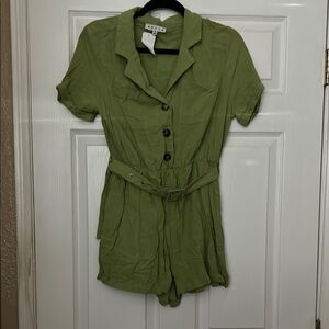 Green Button-Up Romper